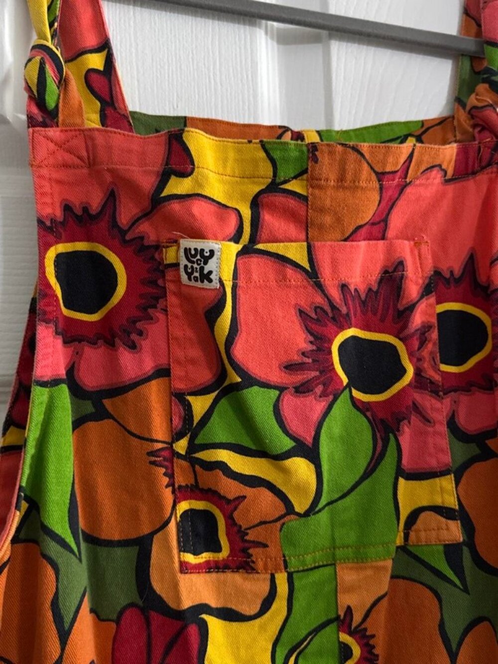 Lucy & Yak Original Dungarees Flower Power Print US 18 EUC Organic Cotton - Picture 8 of 8